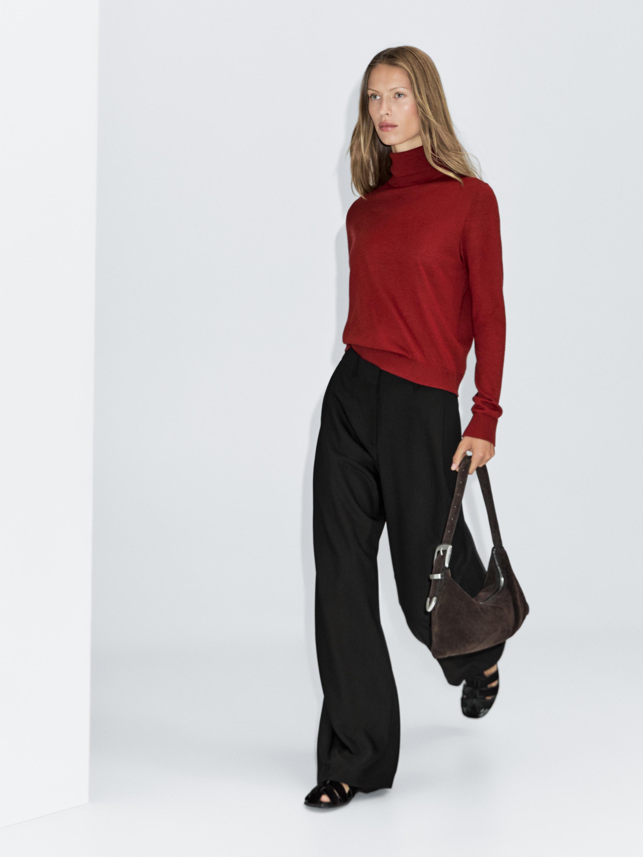 Wool blend wide-leg trousers
